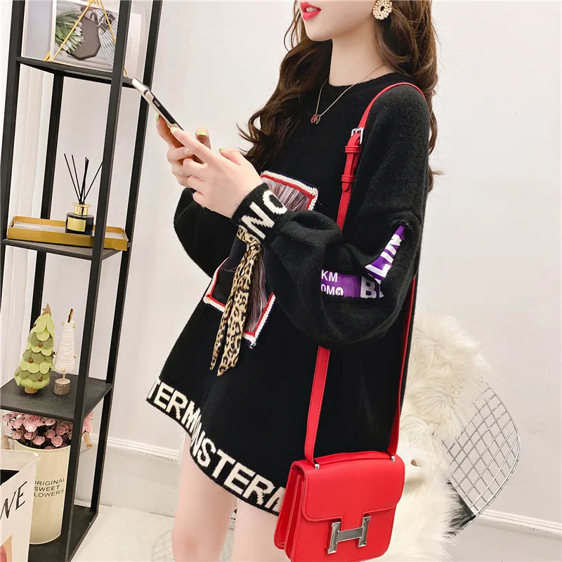 Sweater Women Ins Super Hot Loose Lazy Style Pullover Top Black - Shop at LoveMi