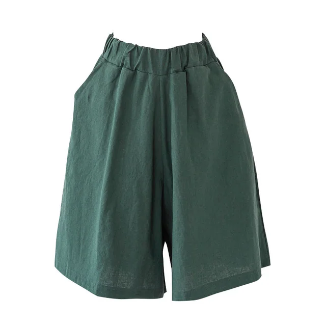 Fashion Casual Ladies Cotton And Linen Five Point Pants Army Green - Shop at LoveMi