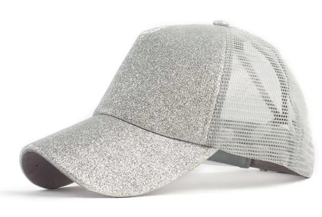 Baseball Caps Ponytail Snapback Sequins Hip Hop Hat Silver - Shop at LoveMi
