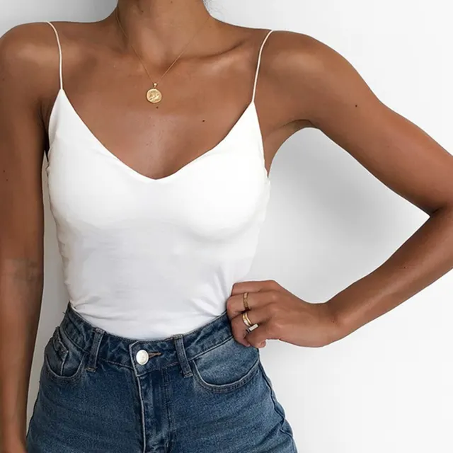 Solid Color Camisole Bottoming Shirt Slim Vest White - Shop at LoveMi