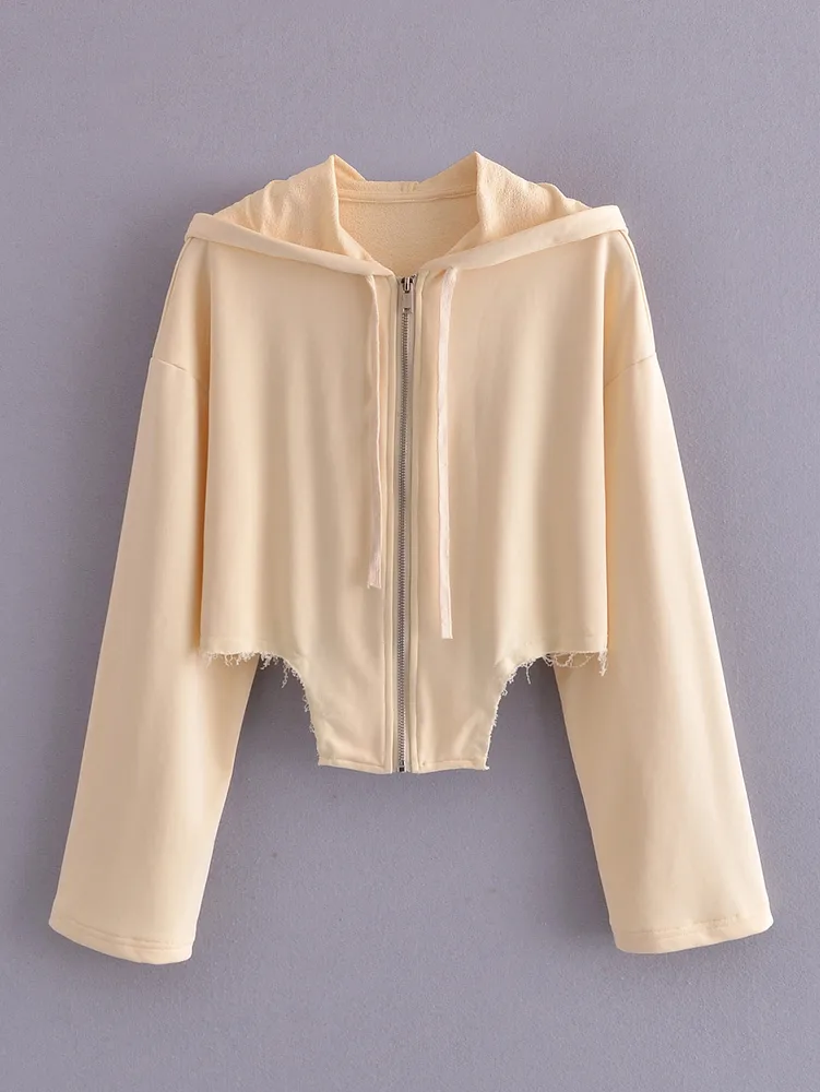 Women's Asymmetrical Hem Sweatshirt - Khaki