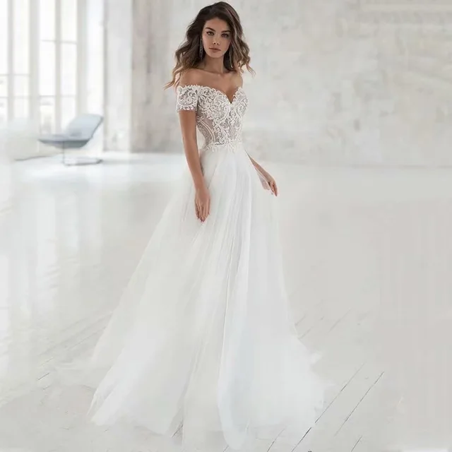 The New Lace Light Wedding Dress Is Elegant, Simple And Thin Milky White - Shop at LoveMi