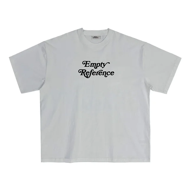 Empty Reference Solid Color Brand Logo Printing Basic T Shirt Men And Women Tide Summer Couple Short Sleeves Grey - Shop at LoveMi