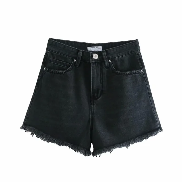 High Waist Temperament Was Thin Button Denim Shorts Black - Shop at LoveMi