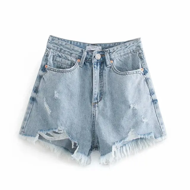 High Waist Temperament Was Thin Button Denim Shorts Light Blue - Shop at LoveMi