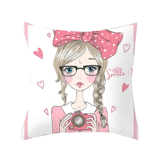 Cartoon Pretty Girl Pillow Cushion Cover Sand Pad Home A10 - Shop at LoveMi