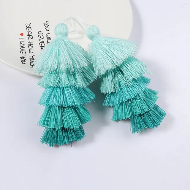 Five Layer Colorful Polyester Cotton Tassel Tassel, Exquisite Big Tassel Bag, Mobile Phone Hair Accessory Lake Blue - Shop at LoveMi