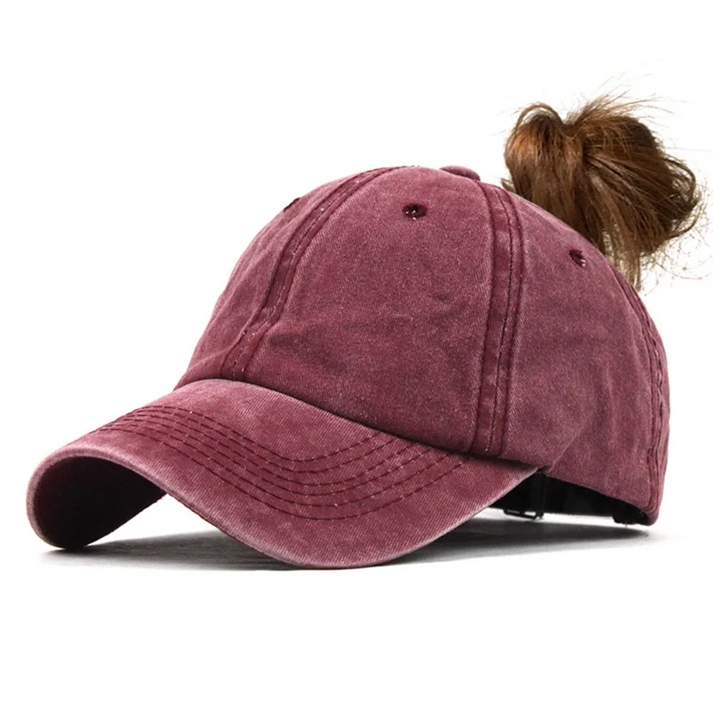 A lady's ponytail baseball cap that goes with everything - Red