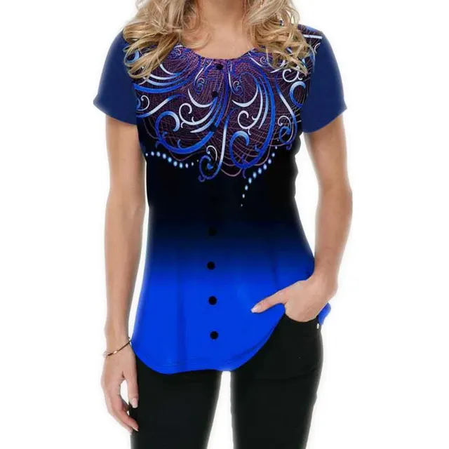 New Simple Round Neck Fashion Gradient Navy Blue - Shop at LoveMi
