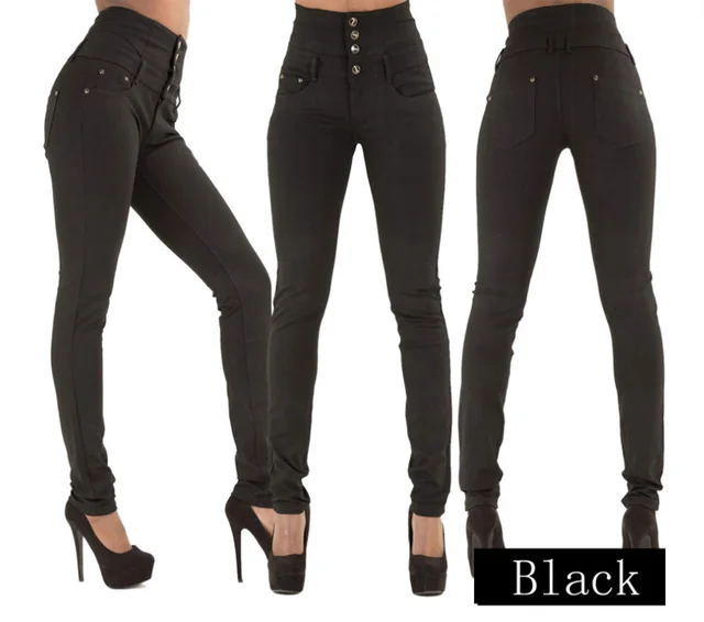 Fashion Elastic High Waist Jeans Women Pencil Black - Shop at LoveMi