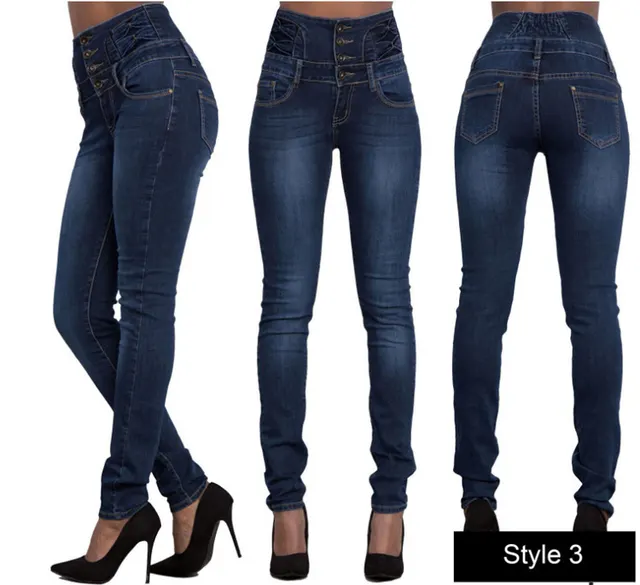 Fashion Elastic High Waist Jeans Women Pencil Royal - Shop at LoveMi