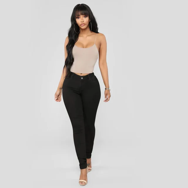 Simple Fashion Ladies High Stretch Jeans Black - Shop at LoveMi