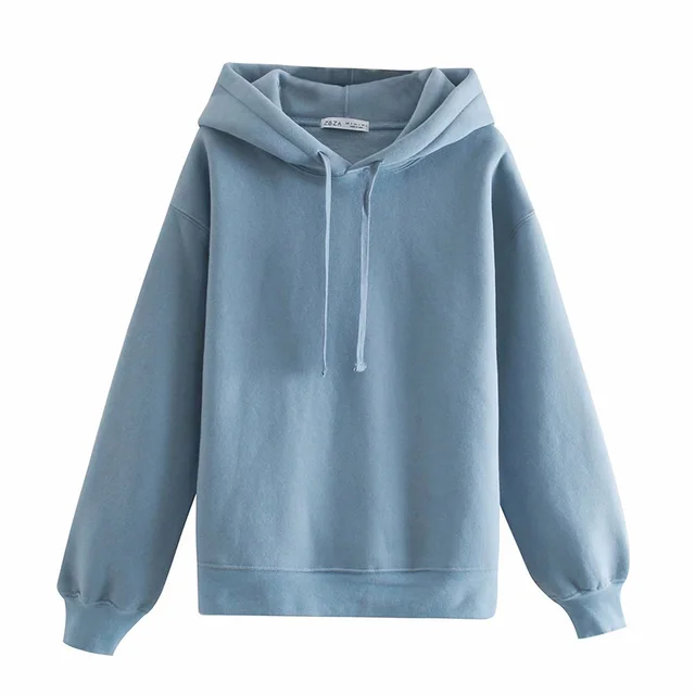European And American Style Loose Casual Hooded All Match Sweater Top Blue - Shop at LoveMi