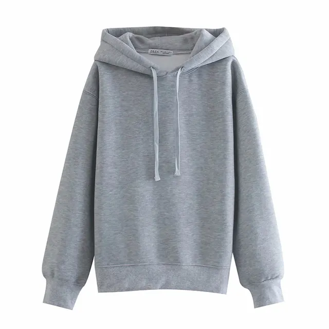 European And American Style Loose Casual Hooded All Match Sweater Top Grey - Shop at LoveMi