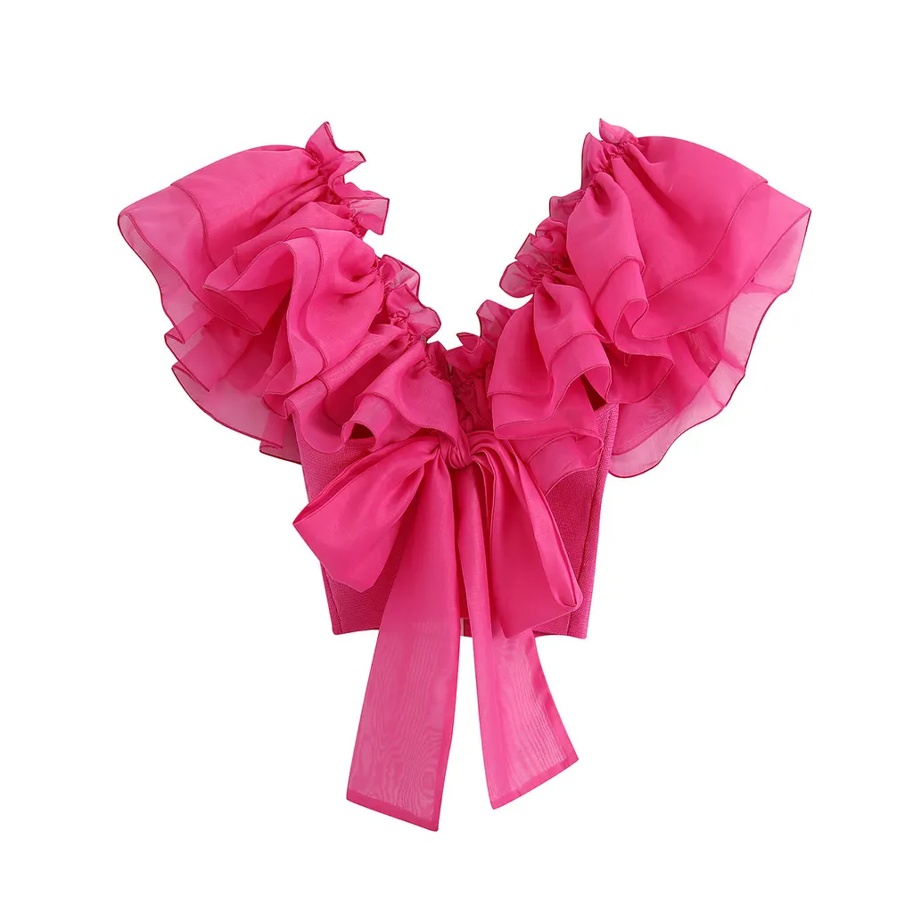 Knit Top With Organza Sleeves