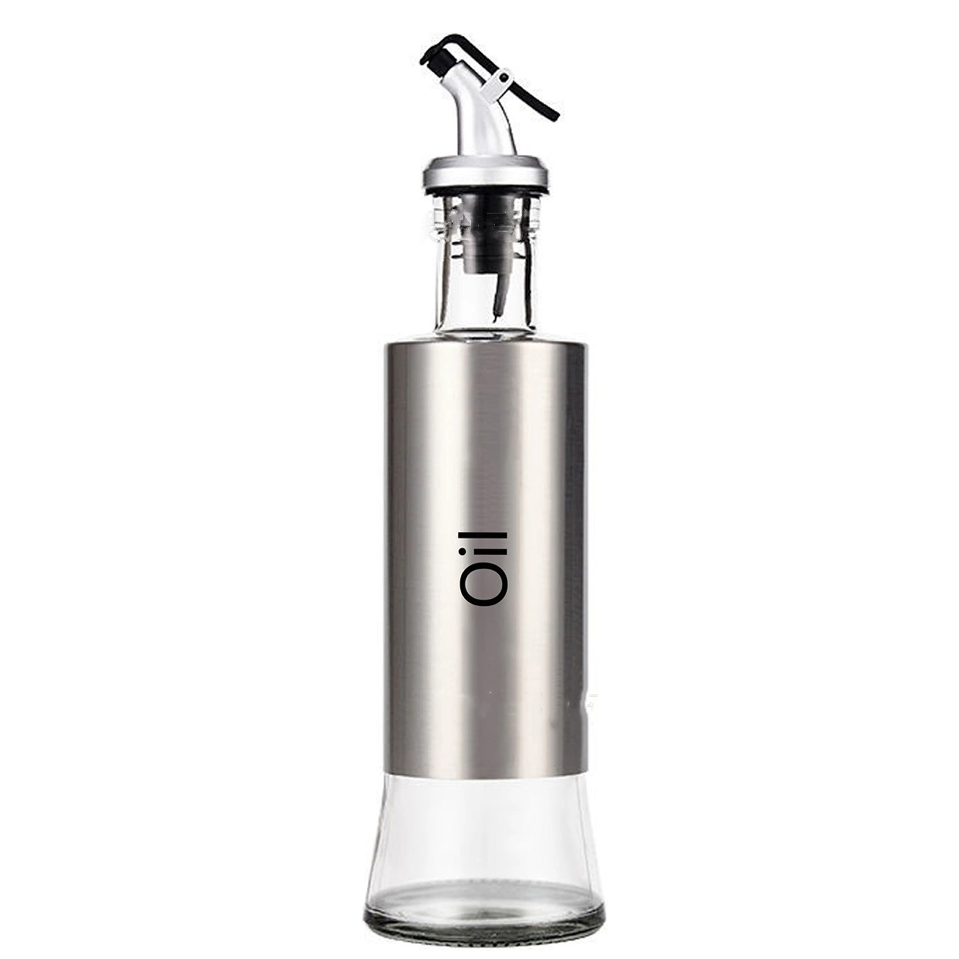 Kitchen Creative Japanese Style Stainless Steel Push-Type Glass Oil Bottle - Oil