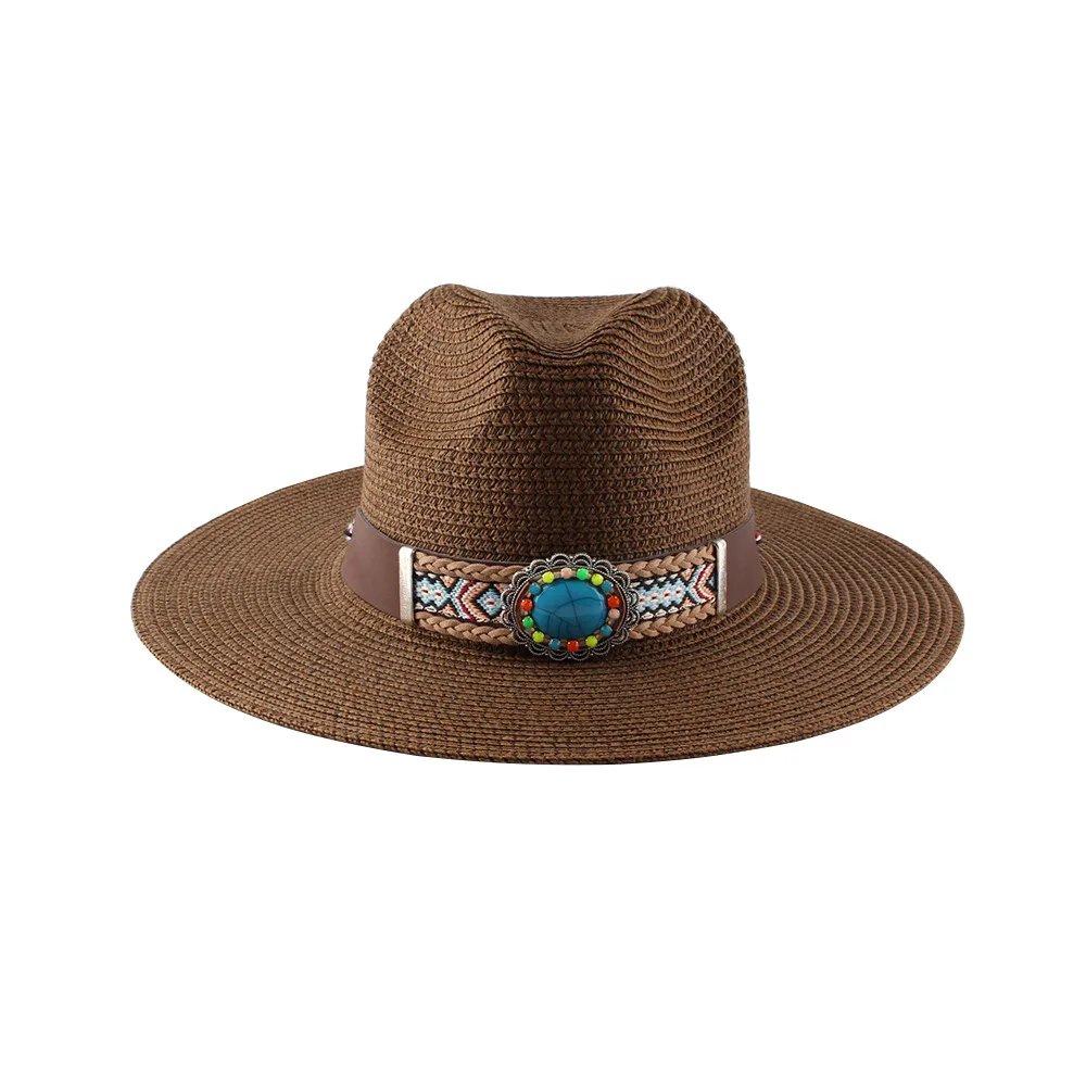 Sun Hat With Wide Brim And Big Edge On The Beach - Coffee