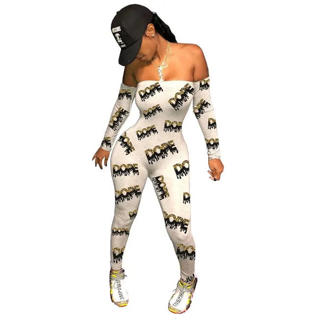 Sexy Strapless Print One Piece Trousers Section A - Shop at LoveMi