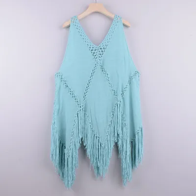 Bikini Cover Up Dress Sexy Bathing Suits Woman Swimsuit Coverups For Swimwear Summer Beach Wear Crochet Beachwear Blue - Shop at LoveMi