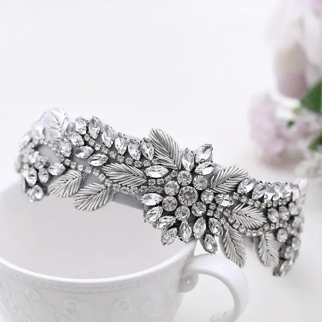 High End Headgear With Diamond Studded Hair Binding Headband Shiny Diamond Headgear With Versatile Wide Headband Headgear Gray Headband - Shop at LoveMi
