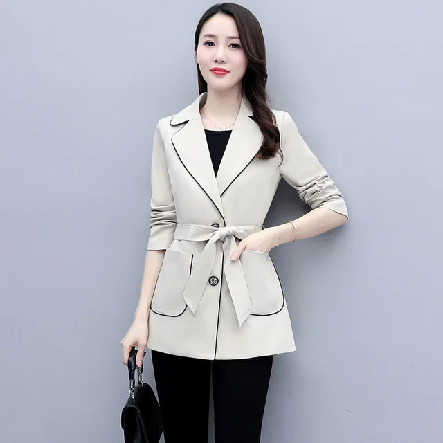 Short Windbreaker Girl Small New Lady Slim High End Temperament Versatile Spring Jacket Off White - Shop at LoveMi
