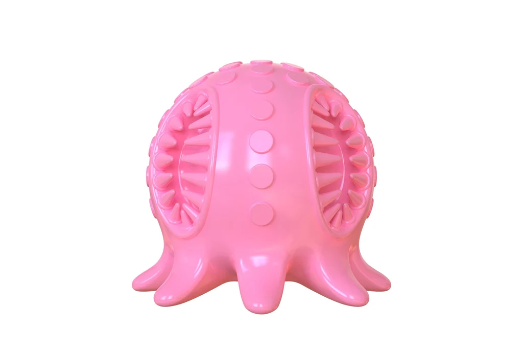 Dog Toy Ball Teeth Cleaning Octopus Shape - Pink