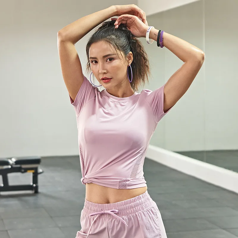 Women S Slim Fit Running Quick Drying T Shirt Peach Pollen L - Shop at LoveMi
