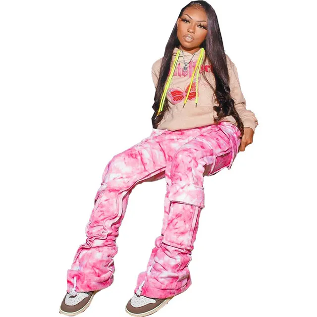 Fashion Printed Multi pocket Overalls Pink - Shop at LoveMi
