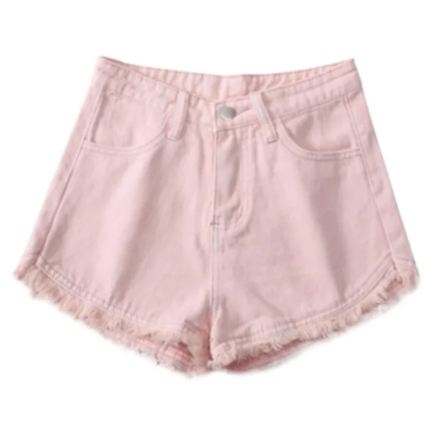 Pink High Waisted Denim Shorts For Women In Spring And Summer Pink - Shop at LoveMi