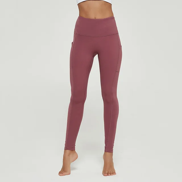 Peaches Hip High Waist Nine Point Yoga Pants Pink - Shop at LoveMi