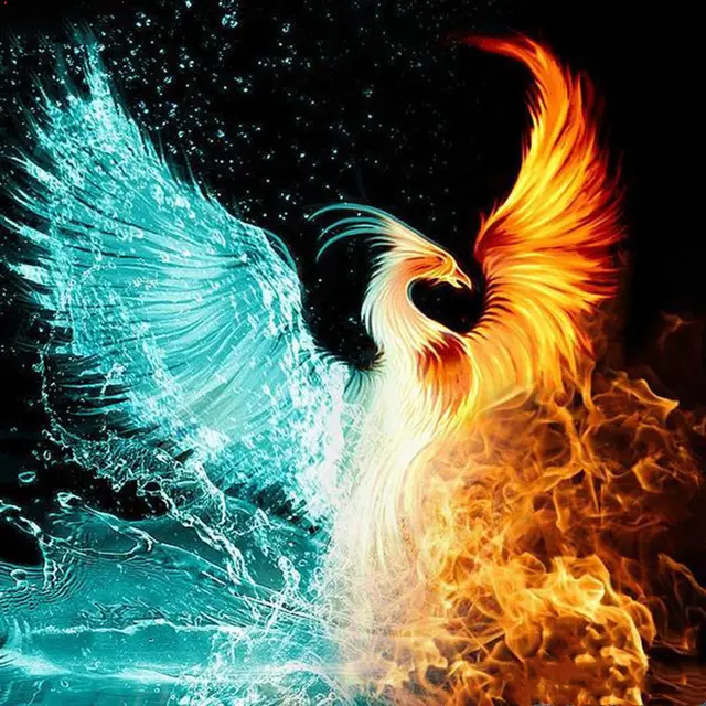 Diamond Painting Water Fire Phoenix 3D Embroidery Cross Stitch Round - Shop at LoveMi