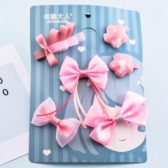Korean Girl Princess Korean Bow Hairpin Hairpin Combo Set Hair Accessories Birthday Gift Headdress Gift Box Pink Card - Shop at LoveMi