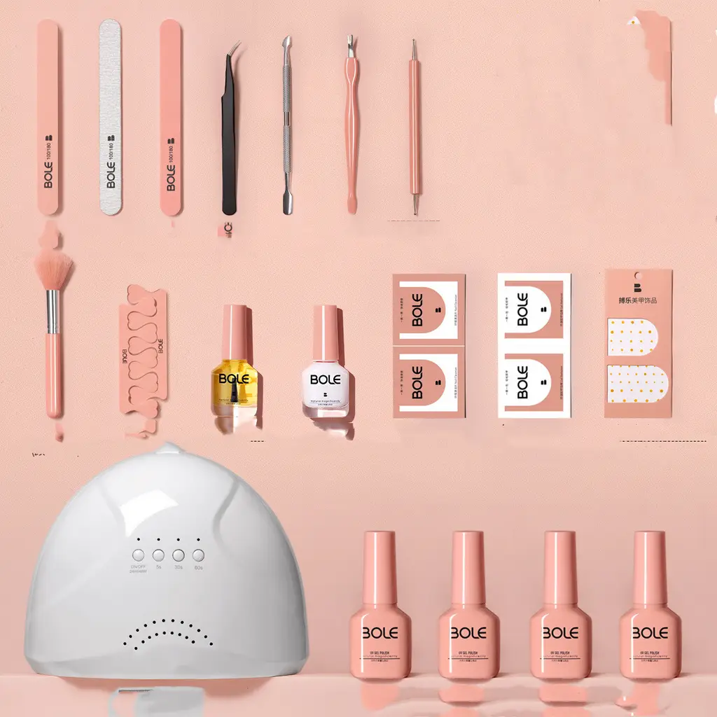 Miss Sugar Manicure Kit Set Up Shop For Nail Polish, Beginners Professional Home - With White Phototherapy Machin