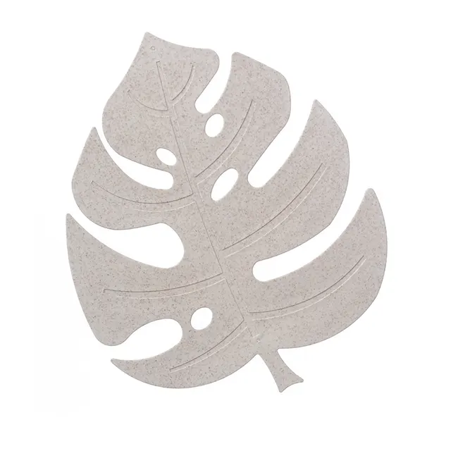 Wheat Straw Dining Table Potholder Leaf Shape Placemat Kitchen Mat Beige Leaves - Shop at LoveMi
