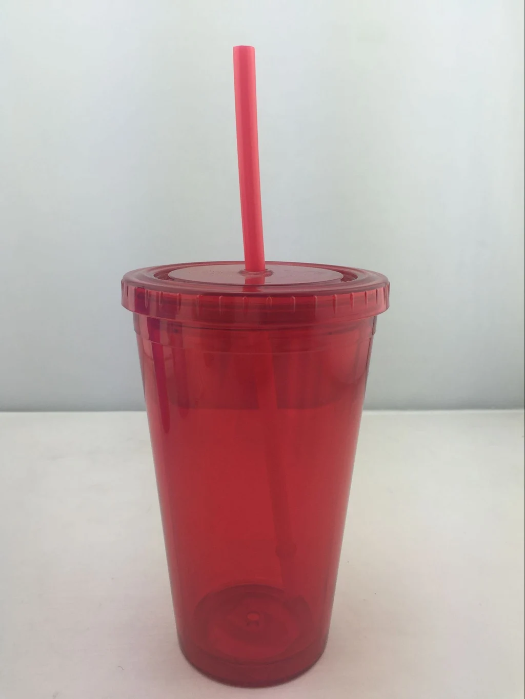 Customized New Creative Sippy Cup Double Layer Cute Plastic Sippy Cup Adult Children Cup Gift Plastic Cup - Red