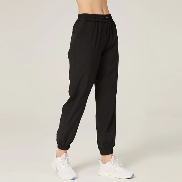 European And American Loose Casual Trousers Women'S Thin Drawstring Slimming Running Fitness Pants Thin Waist Mouth Pants Yoga Training Black - Shop at LoveMi
