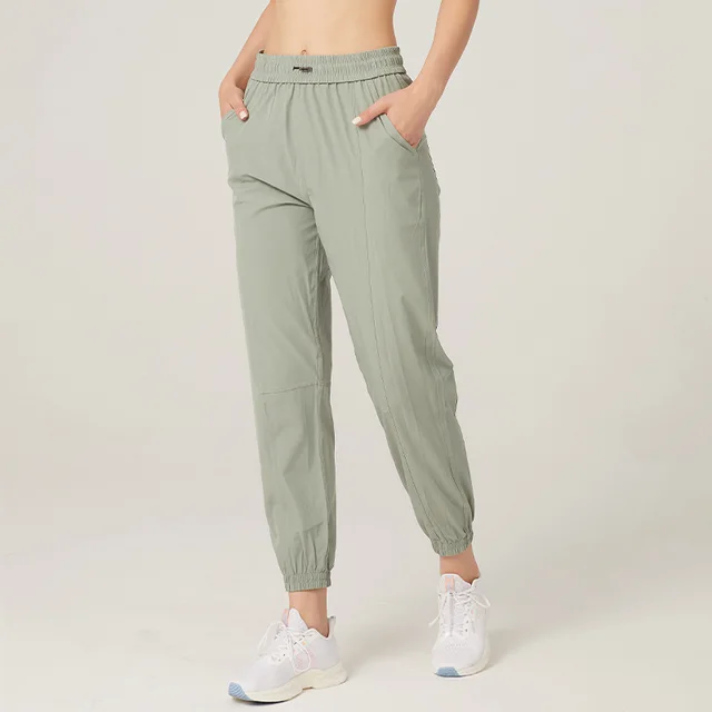 European And American Loose Casual Trousers Women'S Thin Drawstring Slimming Running Fitness Pants Thin Waist Mouth Pants Yoga Training Green - Shop at LoveMi