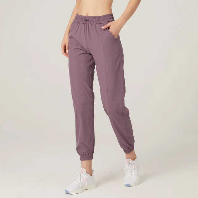 European And American Loose Casual Trousers Women'S Thin Drawstring Slimming Running Fitness Pants Thin Waist Mouth Pants Yoga Training Purple - Shop at LoveMi