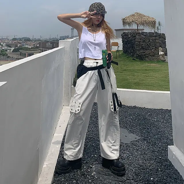 Thin Section Original Heavy Industry Chain Style Casual High Waist Wide Leg Pants Thin Loose Embroidered Overalls Women Pants Trend White - Shop at LoveMi