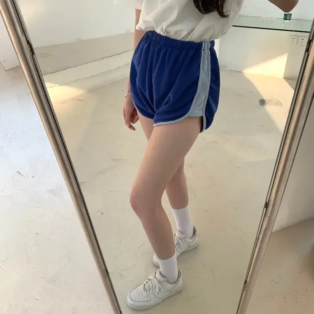 Blue Shorts High Waist Wide Legs Slim Pants Shorts - Shop at LoveMi