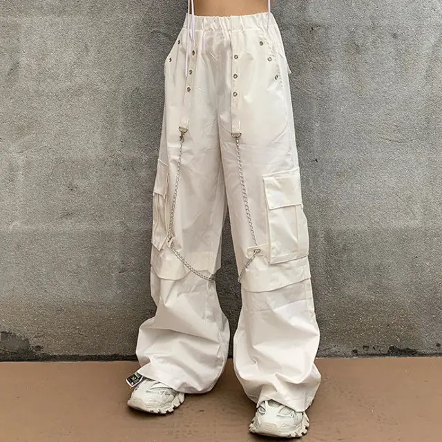 White Overalls Female Summer Thin Section Korean Students Loose Casual Mopping Pants High Waist Thin Straight Wide Leg Pants White - Shop at LoveMi