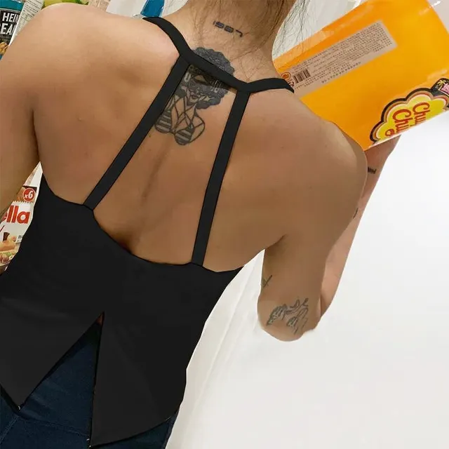Sexy Crop Top Vest Women Sports Tank Top Yoga Bras Shoulder Strap Gym Sports Running Jogger Vest With Padded Tops Black - Shop at LoveMi