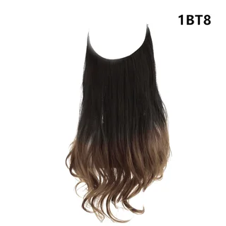 Wig Female Fish Line Type Long Curly Hair Chemical Fiber Extension Piece Matte High Temperature Silk Fish Silk Thread Wig Piece - 1Bt8