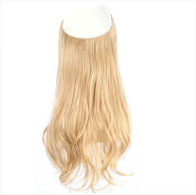 Wig Female Fish Line Type Long Curly Hair Chemical Fiber Extension Piece Matte High Temperature Silk Fish Silk Thread Wig Piece 27And613 - Shop at LoveMi