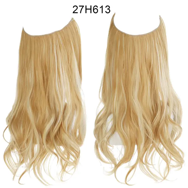 Wig Female Fish Line Type Long Curly Hair Chemical Fiber Extension Piece Matte High Temperature Silk Fish Silk Thread Wig Piece 27H613 - Shop at LoveMi