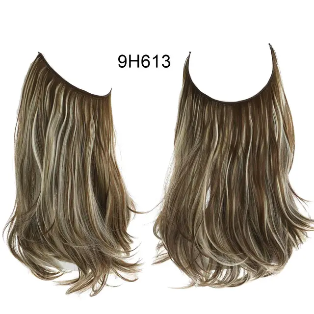 Wig Female Fish Line Type Long Curly Hair Chemical Fiber Extension Piece Matte High Temperature Silk Fish Silk Thread Wig Piece 9H613 - Shop at LoveMi