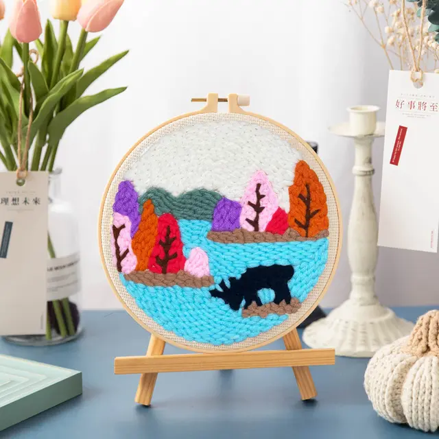 Handmade Diy Woolen Thread Embroidery Kit Vibrato Decompress Russian Poke Embroidery Beautiful Home - Shop at LoveMi