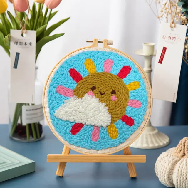 Handmade Diy Woolen Thread Embroidery Kit Vibrato Decompress Russian Poke Embroidery Smiley Face - Shop at LoveMi
