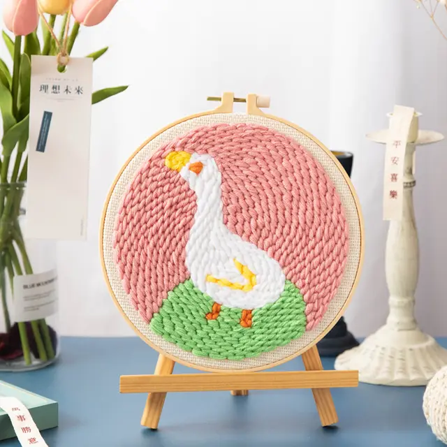 Handmade Diy Woolen Thread Embroidery Kit Vibrato Decompress Russian Poke Embroidery Strolling Duck - Shop at LoveMi