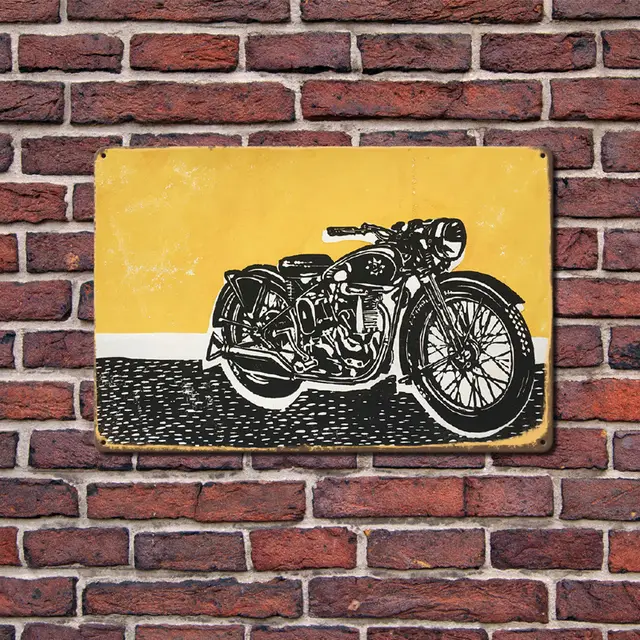 Can Produce And Customize The New Retro Tin Mural, Motorcycle Living Room Background Wall Retro10 - Shop at LoveMi